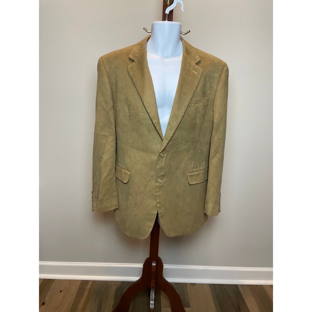 Lauren Ralph Lauren Blazer Size 42R Tan Ultra Soft Faux Suede Paisley Lined